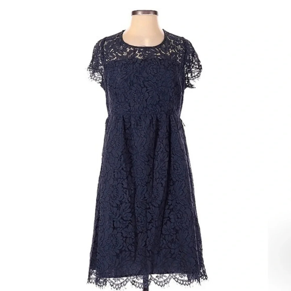 Jessica Simpson Classic Timeless Navy Lace Overlay Cocktail Dress Size S Small